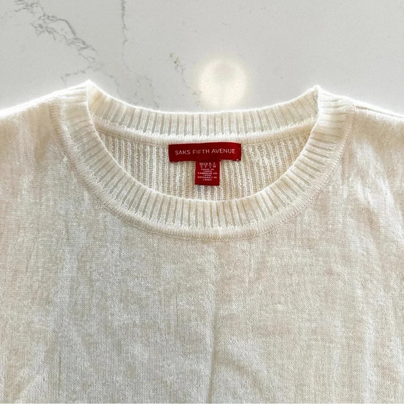 Saks Fifth Avenue | Pale Pink Leopard Sweater | Small - Picture 7 of 8